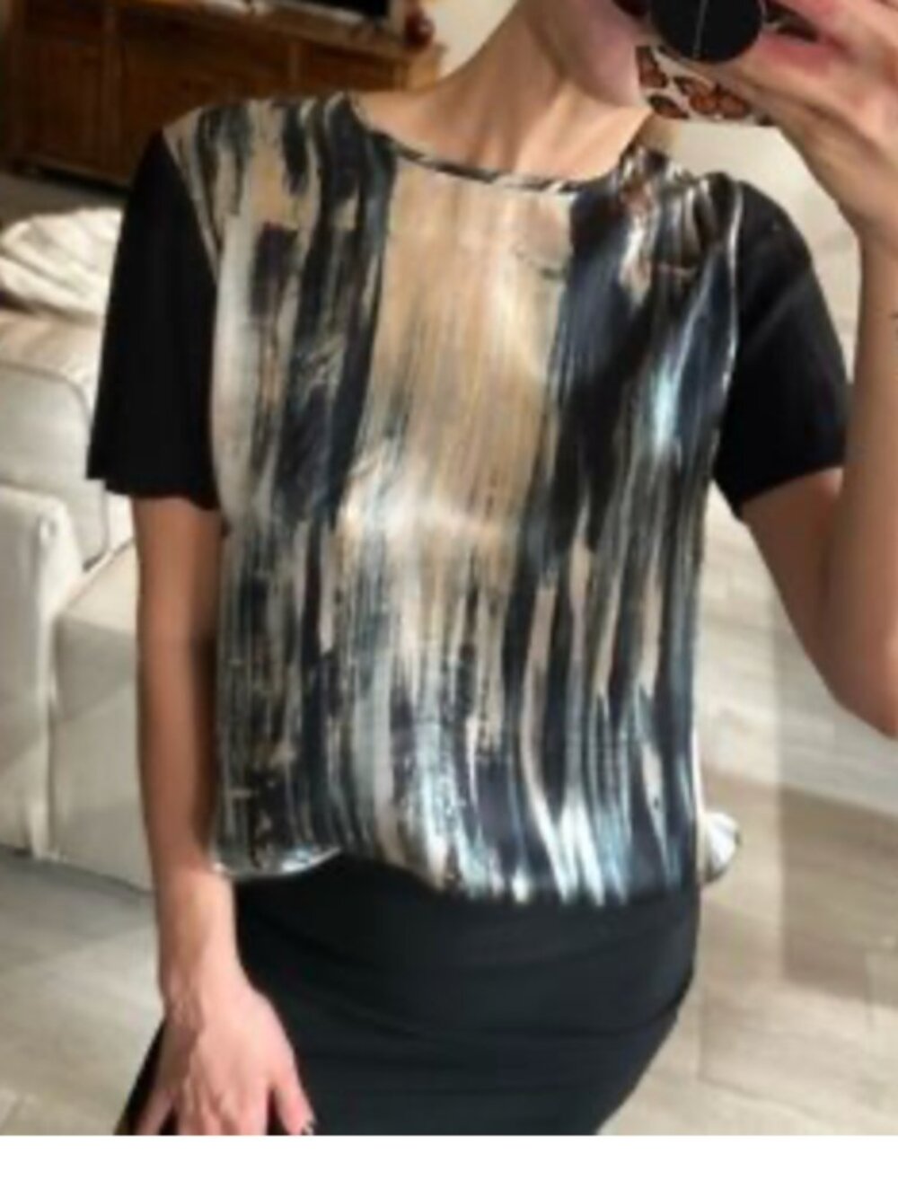 3 for $20 Rebecca Taylor Silk Mixed Media Blouse  Print | Size 4 | Designer